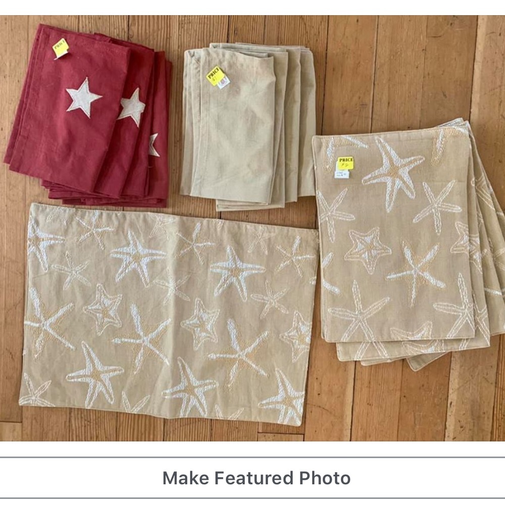 12 napkins and 6 placemats. NEW!